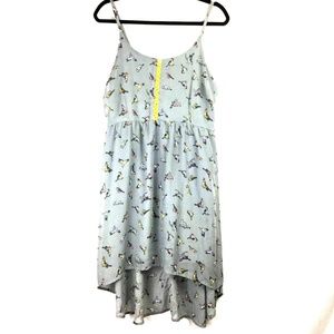 Xhiliration Bird Dress Silky Grey Hi Lo Hem Strap